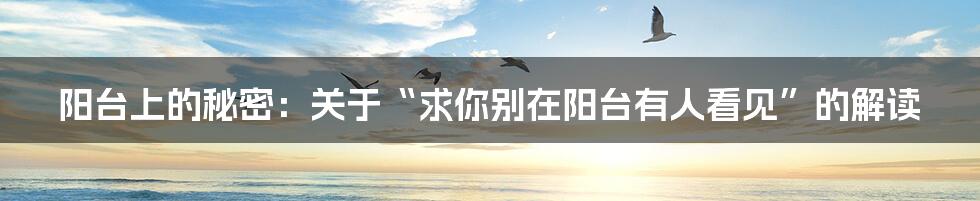阳台上的秘密:关于“求你别在阳台有人看见”的解读