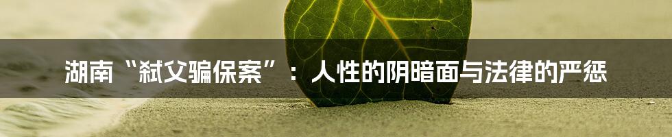 湖南“弑父骗保案”:人性的阴暗面与法律的严惩