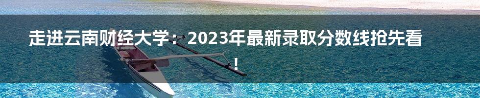 走进云南财经大学:2023年最新录取分数线抢先看!