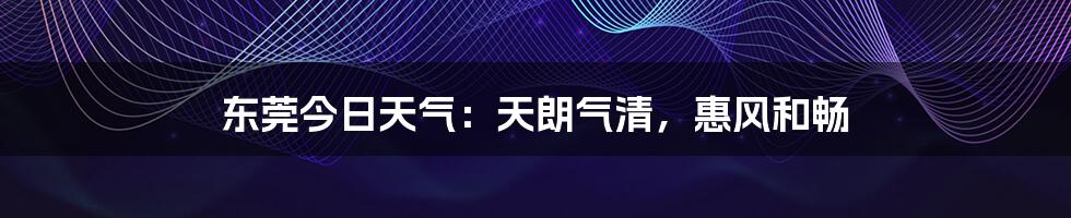 东莞今日天气:天朗气清,惠风和畅