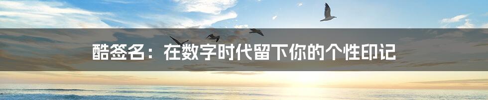 酷签名:在数字时代留下你的个性印记