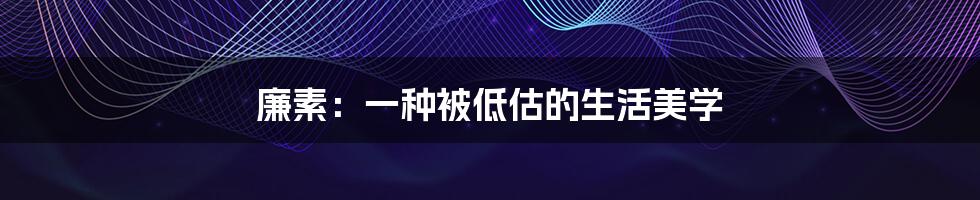 廉素:一种被低估的生活美学
