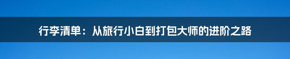 行李清单:从旅行小白到打包大师的进阶之路