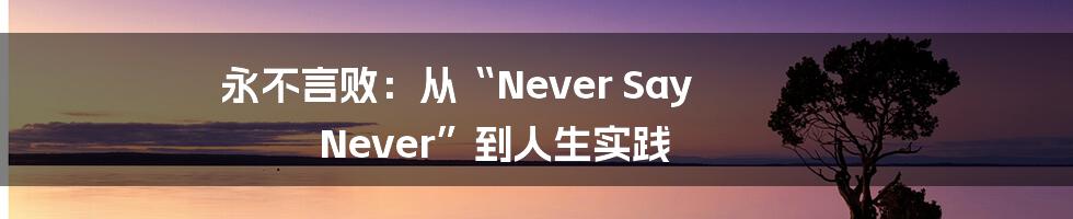 永不言败:从“Never Say Never”到人生实践