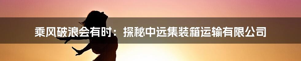 乘风破浪会有时:探秘中远集装箱运输有限公司