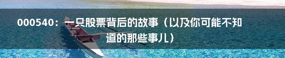 000540:一只股票背后的故事(以及你可能不知道的那些事儿)