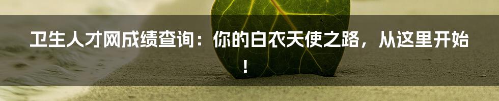 卫生人才网成绩查询:你的白衣天使之路,从这里开始!