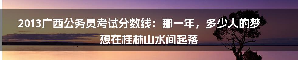2013广西公务员考试分数线:那一年,多少人的梦想在桂林山水间起落