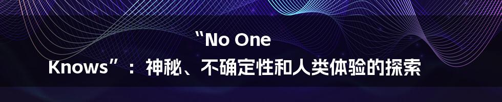 “No One Knows”：神秘、不确定性和人类体验的探索