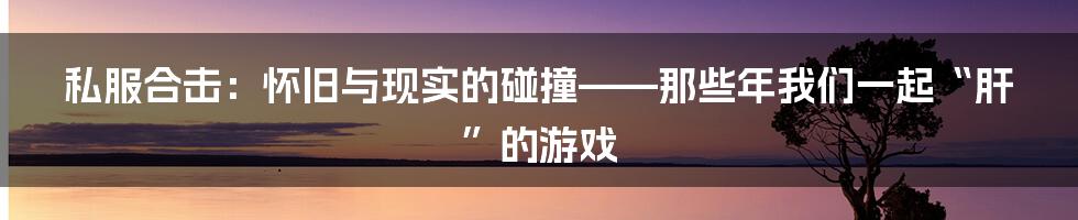 私服合击:怀旧与现实的碰撞——那些年我们一起“肝”的游戏