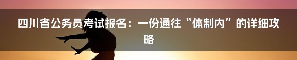 四川省公务员考试报名:一份通往“体制内”的详细攻略