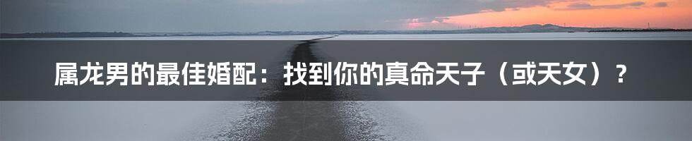 属龙男的最佳婚配:找到你的真命天子(或天女)?