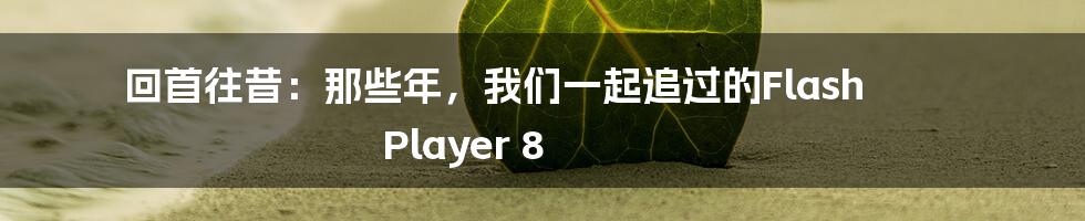 回首往昔:那些年,我们一起追过的Flash Player 8