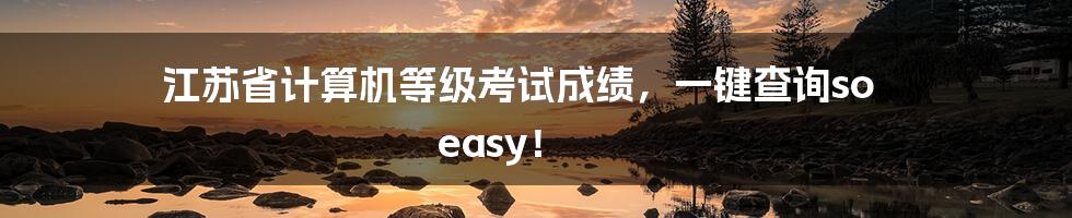 江苏省计算机等级考试成绩,一键查询so easy!
