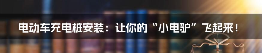 电动车充电桩安装：让你的“小电驴”飞起来！