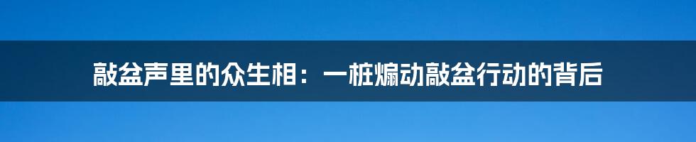 敲盆声里的众生相：一桩煽动敲盆行动的背后