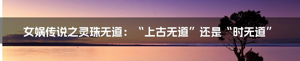 女娲传说之灵珠无道:“上古无道”还是“时无道”