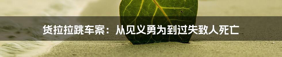 货拉拉跳车案:从见义勇为到过失致人死亡