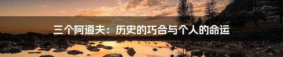 三个阿道夫:历史的巧合与个人的命运
