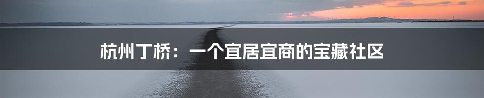 杭州丁桥:一个宜居宜商的宝藏社区