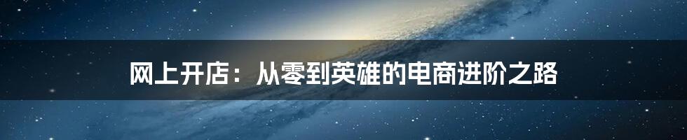 网上开店:从零到英雄的电商进阶之路