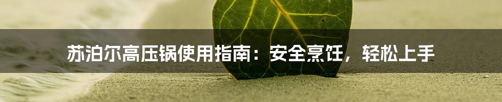苏泊尔高压锅使用指南:安全烹饪,轻松上手