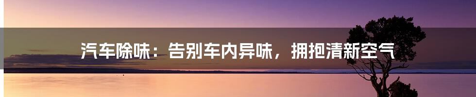 汽车除味:告别车内异味,拥抱清新空气