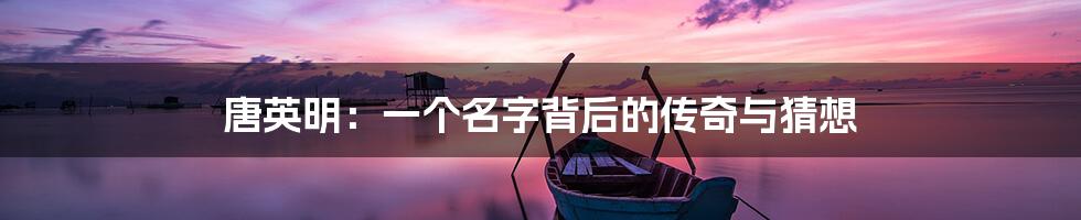 唐英明:一个名字背后的传奇与猜想
