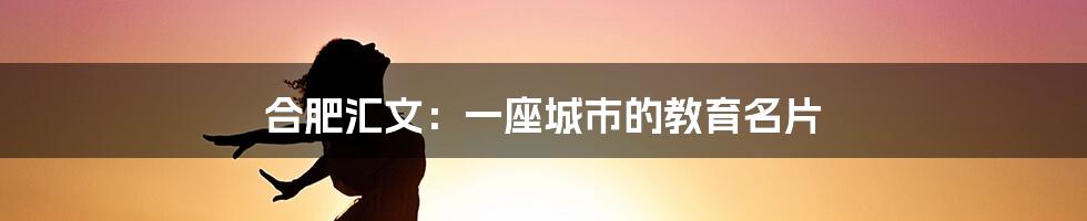 合肥汇文:一座城市的教育名片