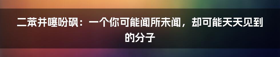 二苯并噻吩砜:一个你可能闻所未闻,却可能天天见到的分子