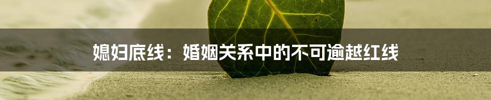 媳妇底线:婚姻关系中的不可逾越红线
