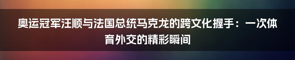 奥运冠军汪顺与法国总统马克龙的跨文化握手:一次体育外交的精彩瞬间