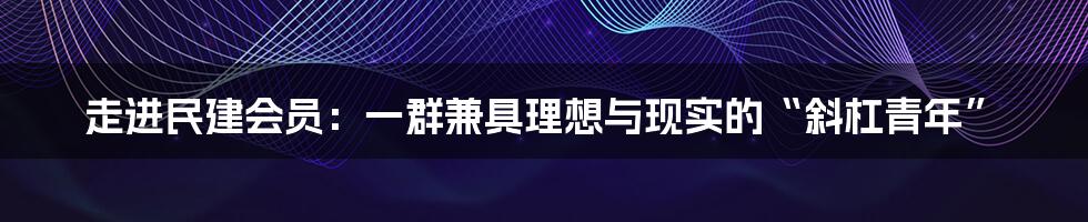 走进民建会员:一群兼具理想与现实的“斜杠青年”