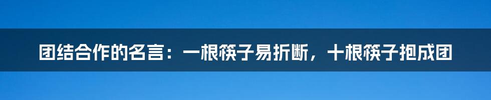团结合作的名言：一根筷子易折断，十根筷子抱成团