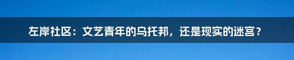 左岸社区:文艺青年的乌托邦,还是现实的迷宫?