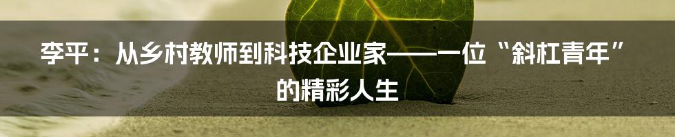李平：从乡村教师到科技企业家——一位“斜杠青年”的精彩人生