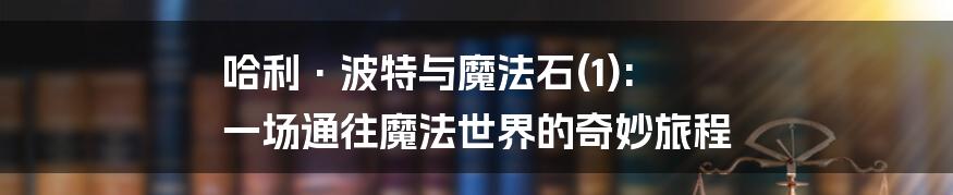 哈利·波特与魔法石(1): 一场通往魔法世界的奇妙旅程