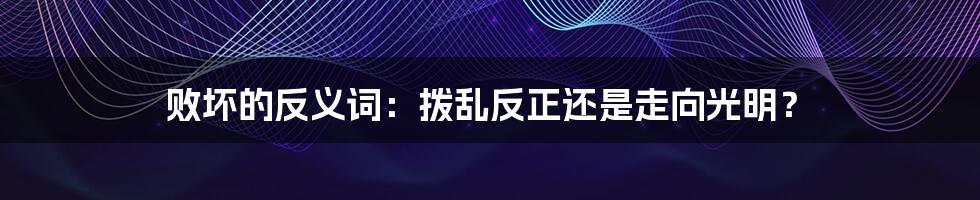 败坏的反义词：拨乱反正还是走向光明？