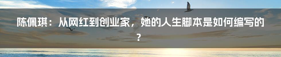 陈佩琪：从网红到创业家，她的人生脚本是如何编写的？