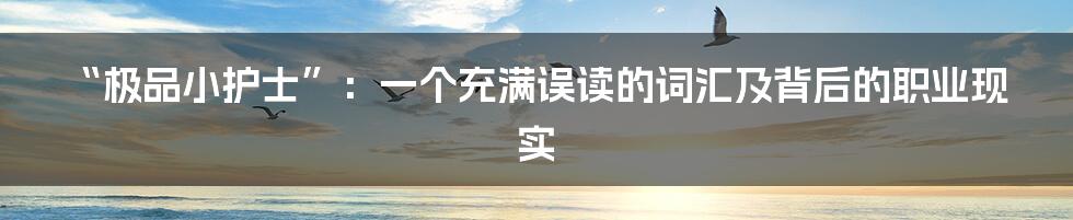 “极品小护士”:一个充满误读的词汇及背后的职业现实