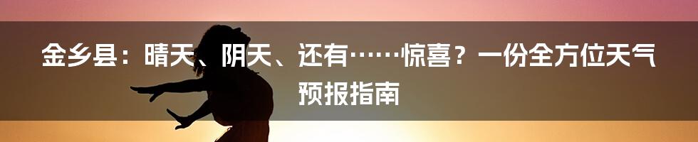 金乡县:晴天、阴天、还有……惊喜?一份全方位天气预报指南