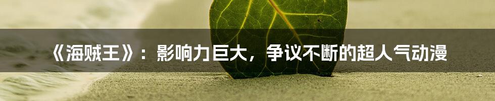 《海贼王》:影响力巨大,争议不断的超人气动漫