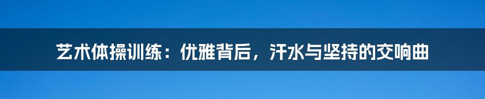 艺术体操训练:优雅背后,汗水与坚持的交响曲