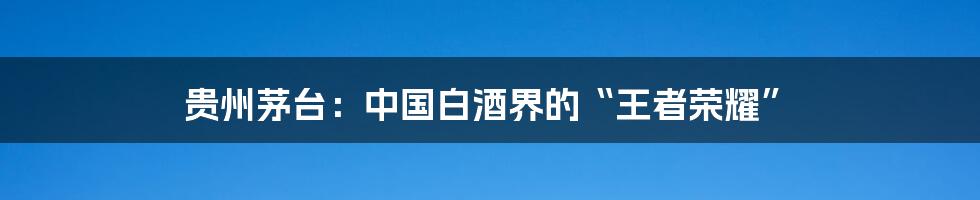 贵州茅台:中国白酒界的“王者荣耀”