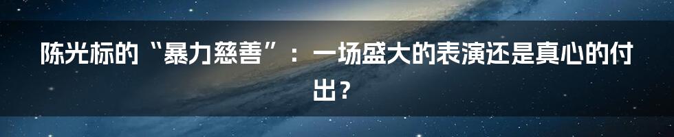 陈光标的“暴力慈善”：一场盛大的表演还是真心的付出？