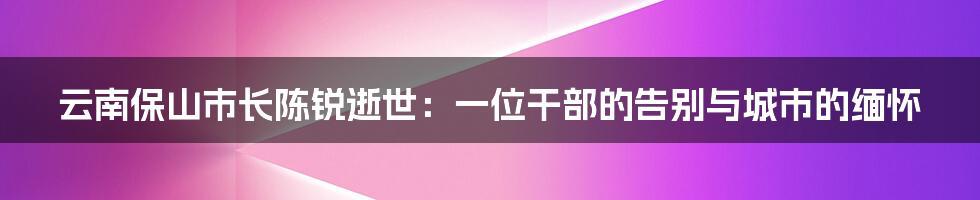 云南保山市长陈锐逝世:一位干部的告别与城市的缅怀