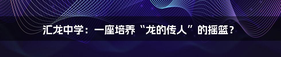 汇龙中学:一座培养“龙的传人”的摇篮?