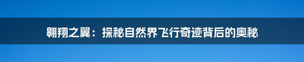 翱翔之翼:探秘自然界飞行奇迹背后的奥秘