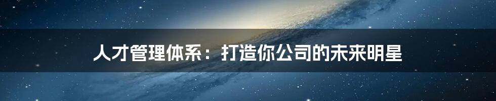 人才管理体系:打造你公司的未来明星