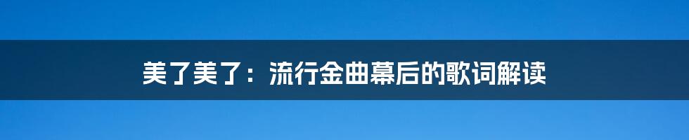 美了美了:流行金曲幕后的歌词解读